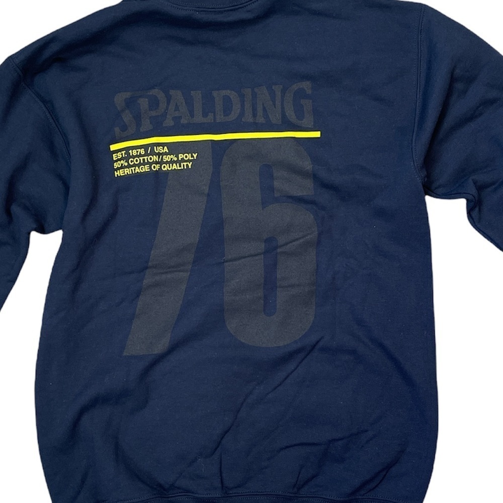 SPALDING MEN'S NAVY LOGO CREWNECK COTTON FLEECE SWEATSHIRT - Picture 6 of 11
